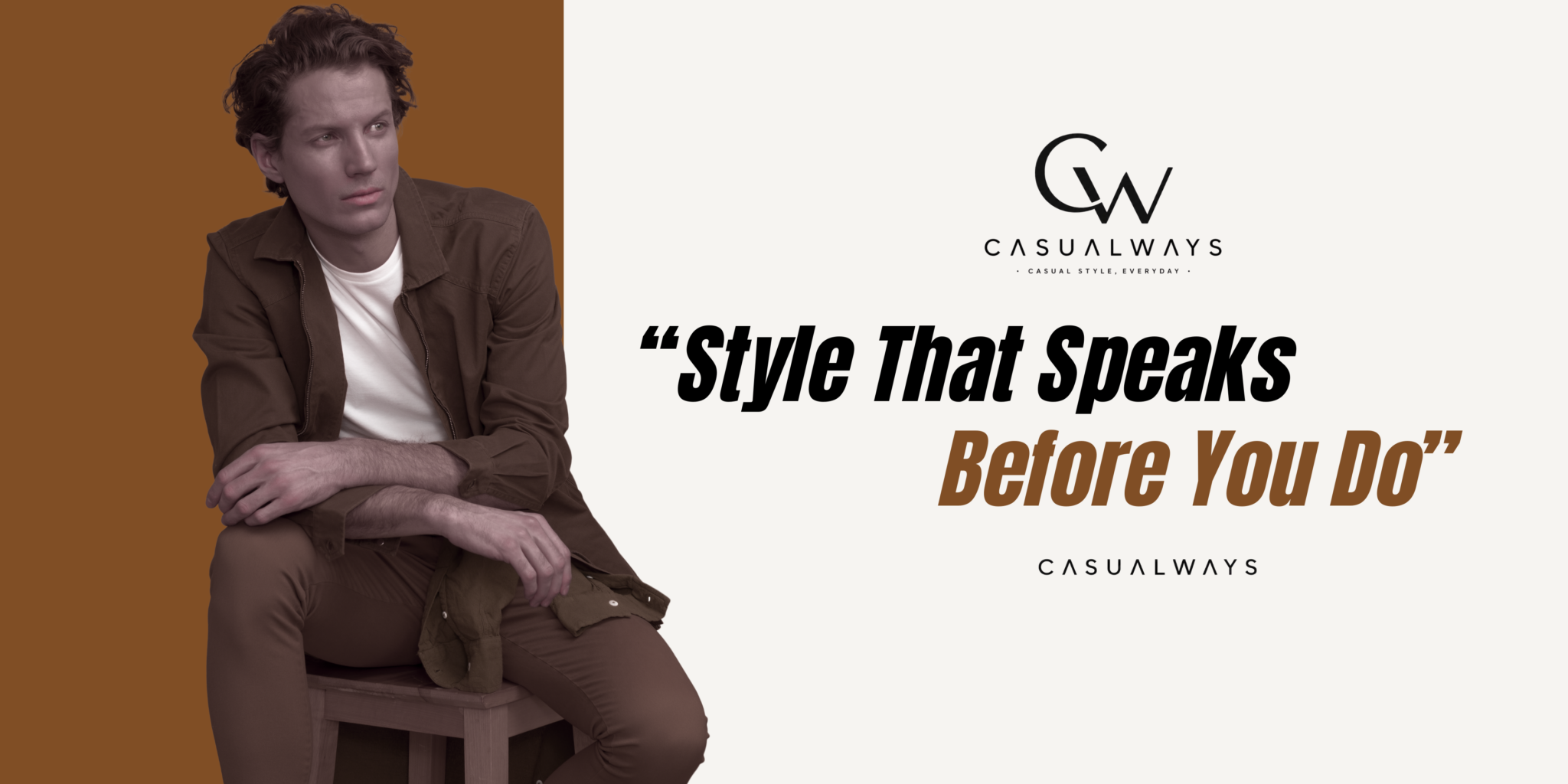 Brown White Modern Mens collection Banner